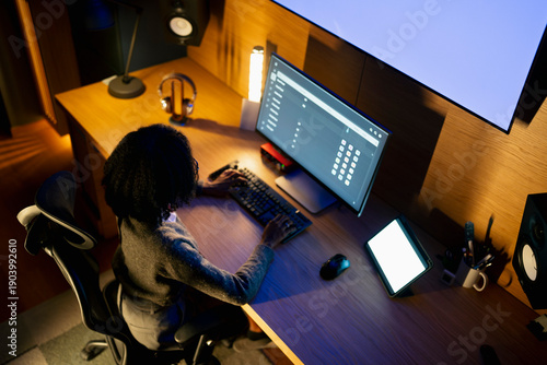 Desk job in home office
