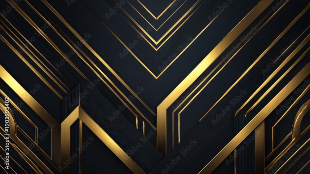 Obraz premium Elegant Black and Gold Abstract Background with Geometric Art Deco Design for Luxurious Projects