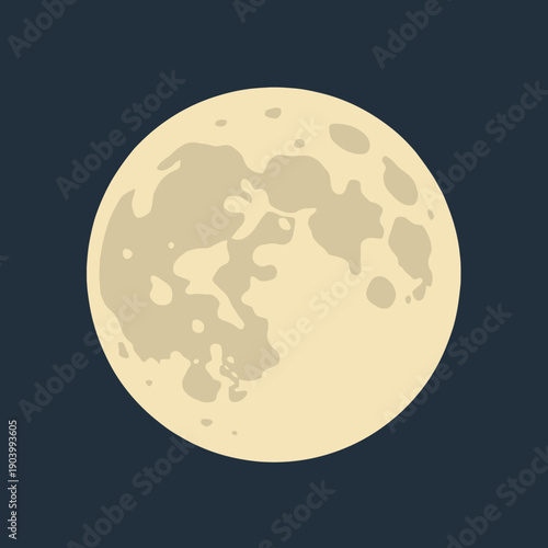 Flat vector art of full moon silhouette