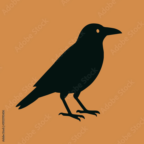 Flat vector illustration of a crow silhouette