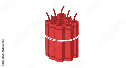 Bundle of Red Dynamite Sticks with Fuses.