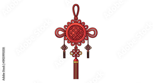 Red Chinese Knot Ornament with Tassel.