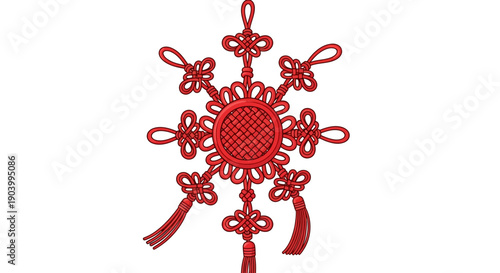 Red Chinese Knot Ornament with Tassels.