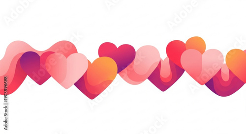 Vibrant colorful hearts in modern abstract design for love and romance