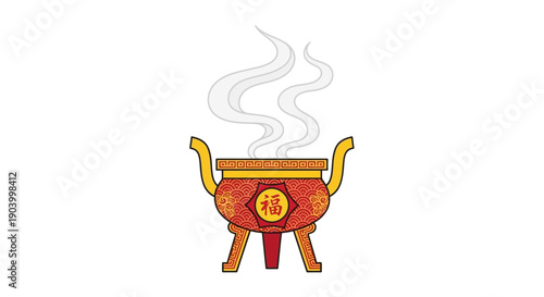 Traditional Chinese Censer with Smoke Rising.