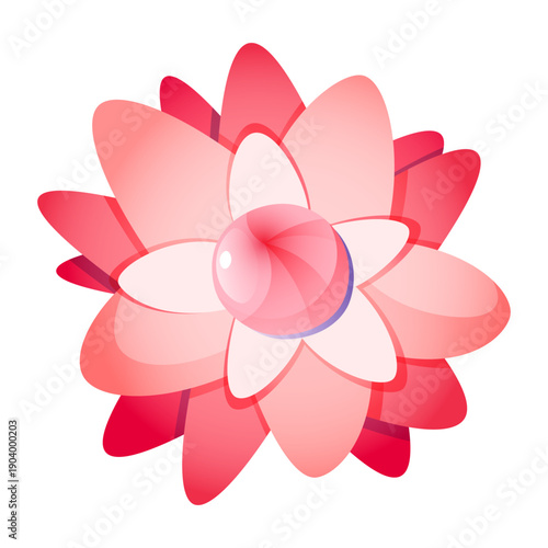 A delicate pink lotus flower with open petals, viewed from above. For designing banners and flyers on the theme of the East, yoga and meditation, weddings, icons, and logos.
