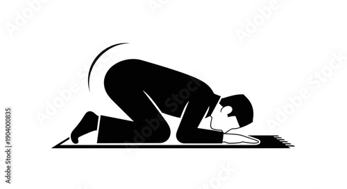 Man Kneeling in Prayer Position Silhouette.