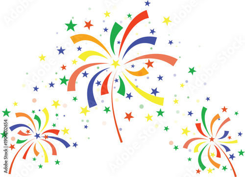 Colorful star burst fireworks celebration design graphic illustration