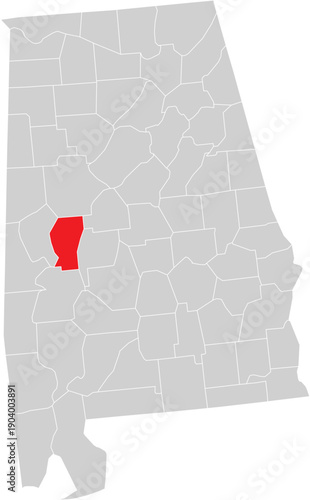 Obraz na płótnie Hale County on Alabama State Map Editable Vector