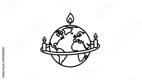 Globe with candles on it symbol.