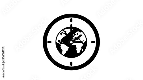Black and white globe icon target.
