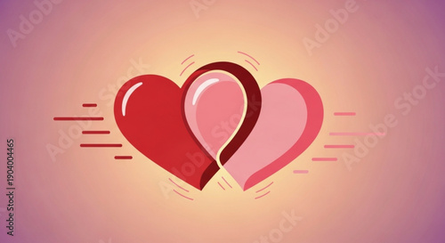 Interconnected hearts symbolize love and unity in modern design