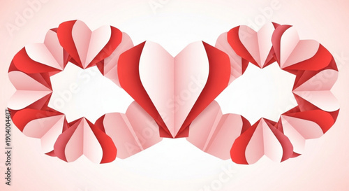 Vibrant pink and red abstract shapes forming decorative border