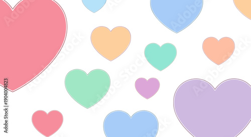 Colorful Heart Shapes on White Background.