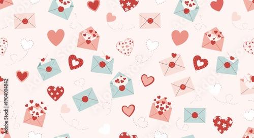 Colorful Envelope and Heart Pattern Design.