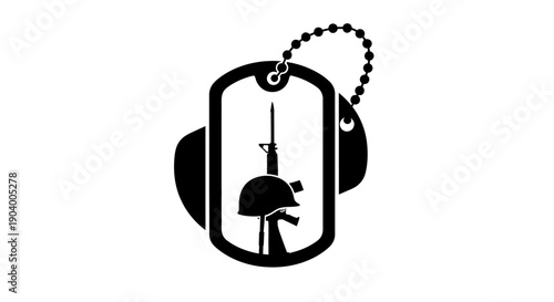 Dog Tag with Military Helmet Icon.