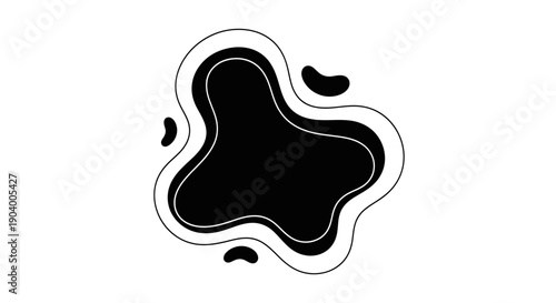 Black Blob with White Outline Shape.