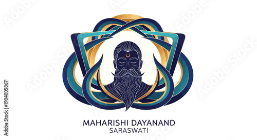Illustration of Maharishi Dayanand Saraswati Jayanti, a Hindu Indian cultural icon, representing Indian heroes and beliefs.