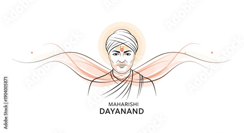 Vector illustration of Maharishi Dayanand Saraswati on Maharishi Dayanand Saraswati Jayanti, a Hindu cultural celebration in India.