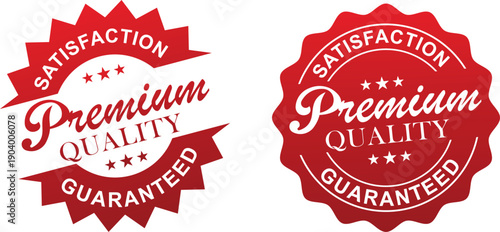 Premium Quality Satisfaction Guaranteed or 100% Satisfaction Label Vector Isolated in Flat Style. Best 100% Satisfaction Guaranteed Label Vector for product packaging. Elegant 100% Satisfaction Label