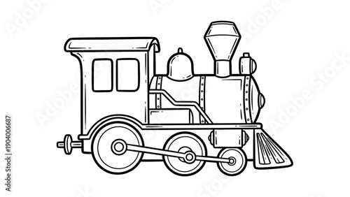 Vintage Steam Locomotive Train Engine Side.