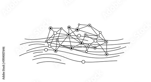 Network connection lines and nodes.