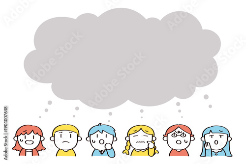 モヤモヤしている子供たちのイラスト