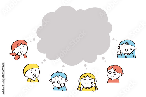 モヤモヤしている子供たちのイラスト