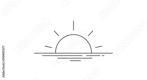 Simple Sunrise Over Water Horizon Line.