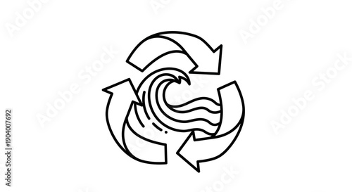 Recycling symbol with arrows circular motion.