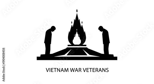 Silhouetted Soldiers Standing at Eternal Flame Memorial.