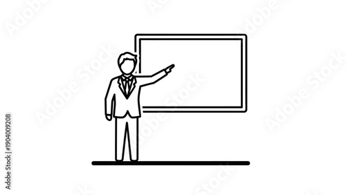 Businessman pointing at presentation board.