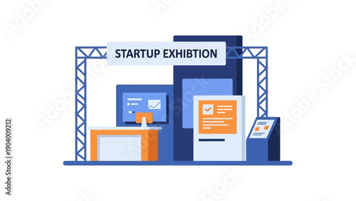 Startup exhibition booth display design.