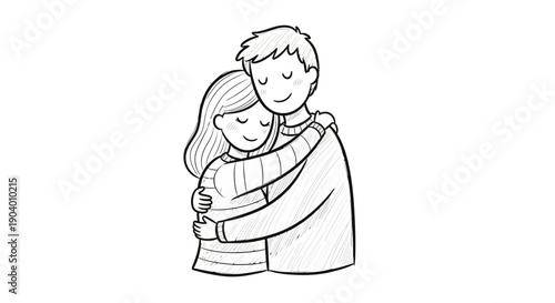 Tender moment between man and girl embracing warmly, Whisk vector illustration