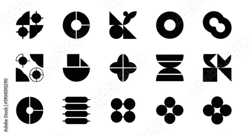 Collection of Abstract Geometric Shapes and Symbols.