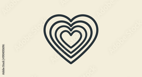 Concentric Heart Outline Graphic Symbol.