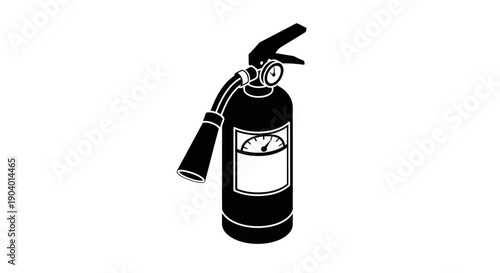 Fire Extinguisher Safety Device Black and White Illustration.
