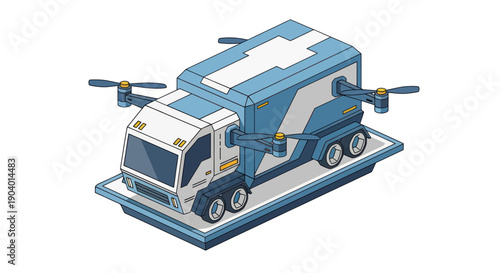 Futuristic Drone Delivery Truck for Efficient Logistics and Transportation.