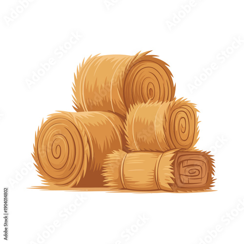 A stack of hay bales on a white background, perfect for agricultural or rural themes
