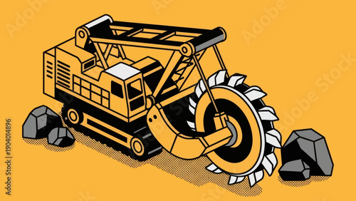 Heavy-duty bucket wheel excavator mining coal.