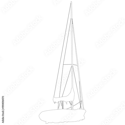 A black and white outline of a small sailboat