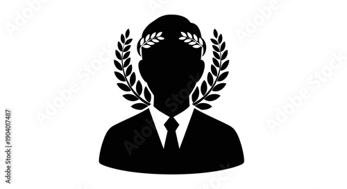 Man Silhouette with Laurel Wreath Icon.