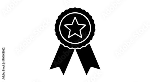 Black Award Ribbon with Star Icon.