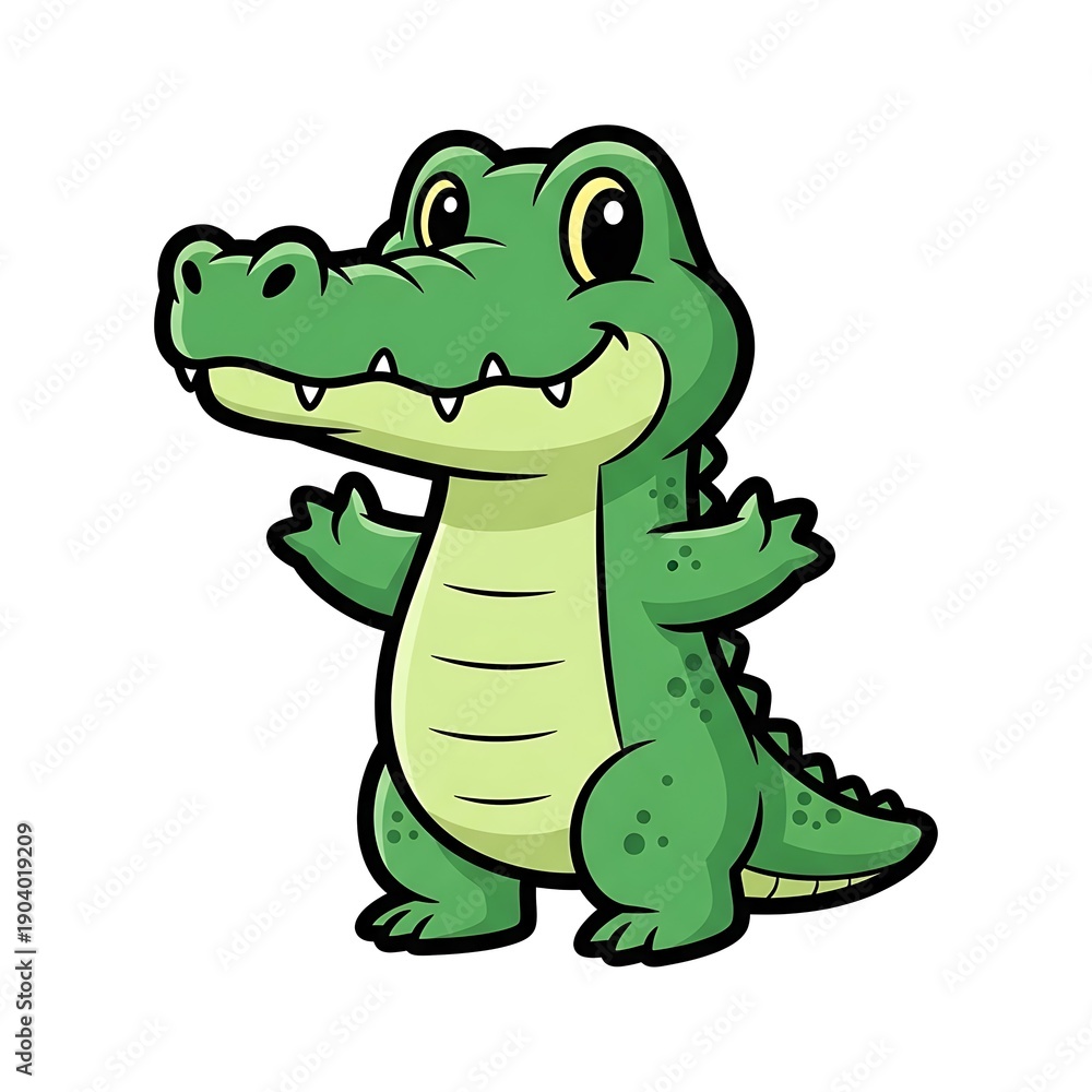 Obraz premium Cartoon Alligator Character Illustration.