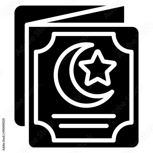 Greeting Card Glyph Icon Mini Illustration, Use For Modern Concept, Print, Ui, Ux Kit, Web And App Development. Vector Related To Ramadan, Eid Al-Fitr, Eid Al-Adha And More