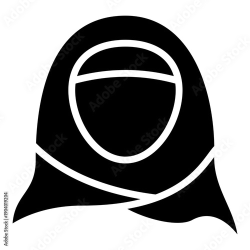 Hijab Glyph Icon Mini Illustration, Use For Modern Concept, Print, Ui, Ux Kit, Web And App Development. Vector Related To Ramadan, Eid Al-Fitr, Eid Al-Adha And More