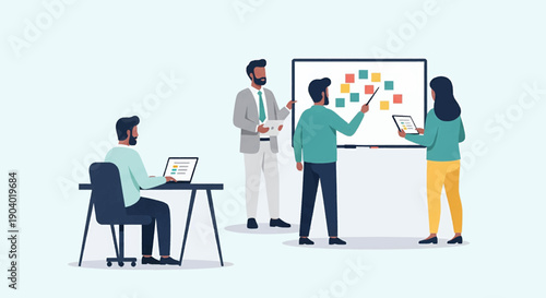 Team Collaboration and Brainstorming Session with Whiteboard.