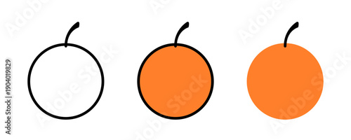 Basic Orange Icon Set with Outline Contour and Flat Solid Styles. Vector Image.