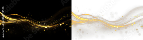 Obraz na płótnie Swirls of gold and light on a transparent background for creative design uses in