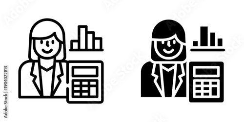 Accountant woman Icon Element For Design Branding, Print, and Digital Media